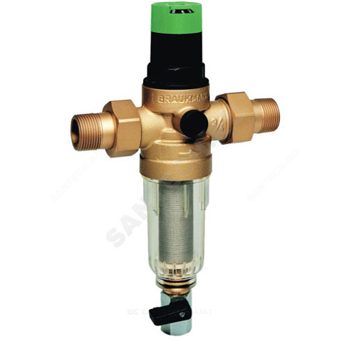 Фильтр сетчатый T-образный латунь Ду 20 Ру16 Тмакс=40 oC G3/4 НР FK06-3/4“AA с регулятором давления Honeywell-Braukmann HWLFIN077 купить в интернет-магазине инженерного оборудования в Санкт-Петербурге