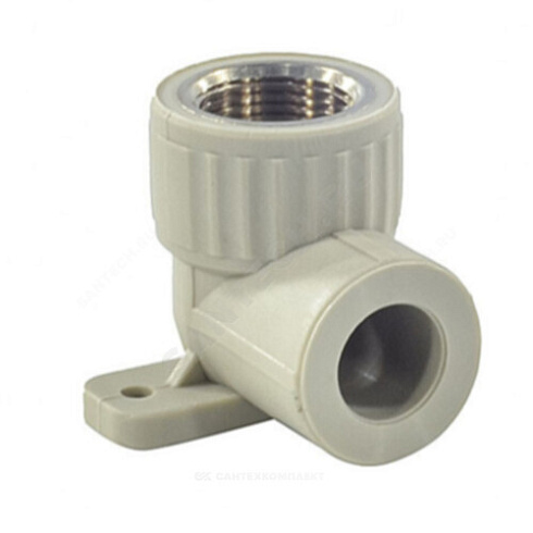 Угольник PP-R комбинированный серый ВР Дн 25х3/4 с креплением VALFEX 10120125Г купить в интернет-магазине инженерного оборудования в Санкт-Петербурге
