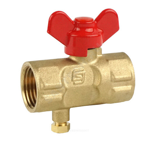 Кран для манометра шаровой латунь 11б27п(м)1 Ду 15 Ру16 ВР G1/2-М20х1,5 с бабочкой без фланца с краном Маевского SantechSystems купить в интернет-магазине инженерного оборудования в Санкт-Петербурге