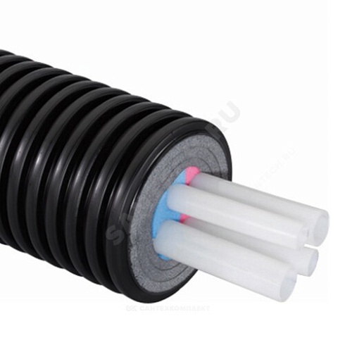 Труба теплоизолированная PE-Xa/EVOH черная 2x40x3,7-32x4,4-20x2,8/200 Ecoflex Quattro Uponor 1084891 купить в интернет-магазине инженерного оборудования в Санкт-Петербурге