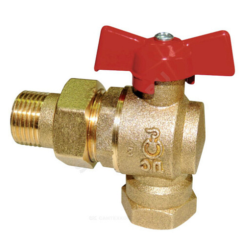 Кран шаровой латунь угловой 11б27п17 Ду 15 Ру16 ВР/американка полнопроходной бабочка Цветлит ZW10029 купить в интернет-магазине инженерного оборудования в Санкт-Петербурге