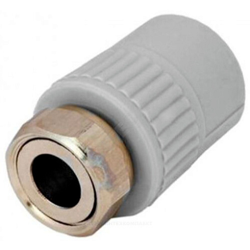 Муфта PP-R комбинированная серая с накидной гайкой Дн 20х3/4 VALFEX 10139120Г купить в интернет-магазине инженерного оборудования в Санкт-Петербурге