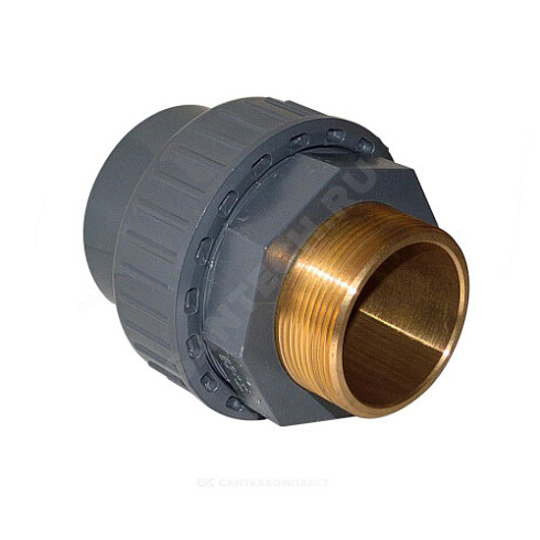 Муфта ПВХ серая под клеевое соед разъемная Дн 63х2 НР Aquaviva AQVBND63M купить в интернет-магазине инженерного оборудования в Санкт-Петербурге