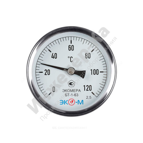 Термометр биметаллический осевой Дк63 L=100мм 120С БТ-1-63 ЭКОМЕРА купить в интернет-магазине инженерного оборудования в Санкт-Петербурге