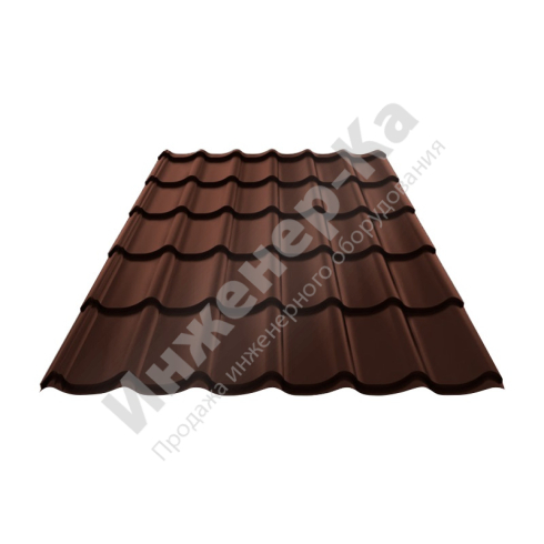 Металлочерепица, коричневый шоколад (RAL 8017), 1190х1200х0,45 мм (1,428 м?) купить в интернет-магазине инженерного оборудования в Санкт-Петербурге
