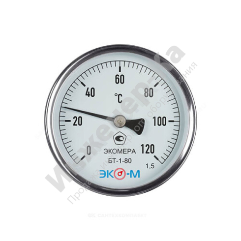 Термометр биметаллический осевой Дк80 L=80мм 120С БТ-1-80 ЭКОМЕРА купить в интернет-магазине инженерного оборудования в Санкт-Петербурге