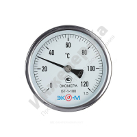 Термометр биметаллический осевой Дк100 L=80мм 120С БТ-1-100 ЭКОМЕРА купить в интернет-магазине инженерного оборудования в Санкт-Петербурге