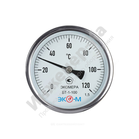 Термометр биметаллический осевой Дк100 L=80мм 120С БТ-1-100 ЭКОМЕРА купить в интернет-магазине инженерного оборудования в Санкт-Петербурге
